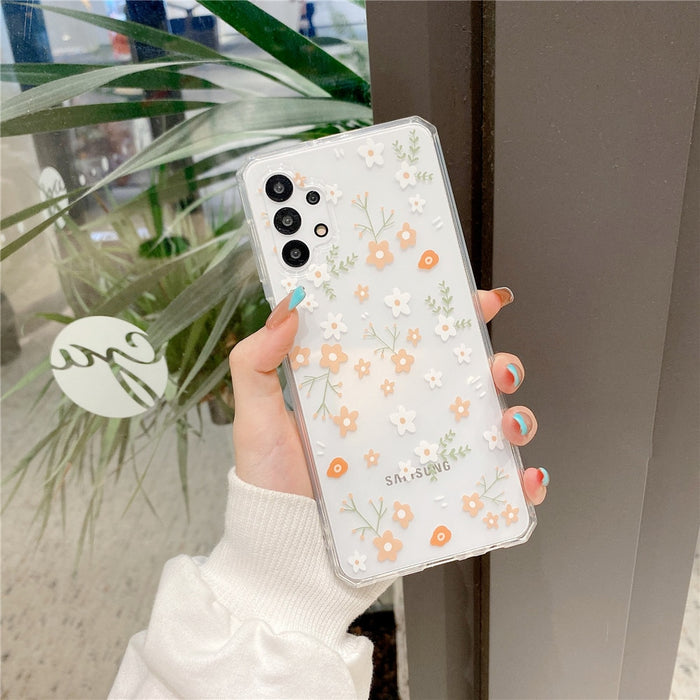 Anymob Samsung White Roses Flowers Soft Silicone Phone Case Transparent Cover
