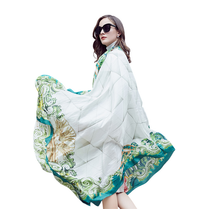 Anyyou 100% Mulberry Silk Light Green Long Scarf Luxury Brand Women Beach Shawl Wear Swimwear Pashimina Face Shield Foulard