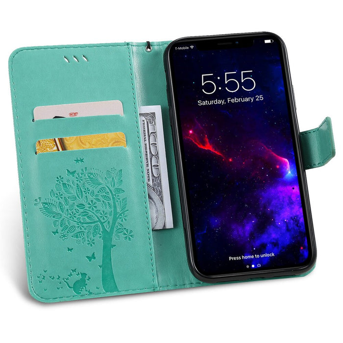 Anymob iPhone Flip Leather Cases Cat Embossing Wallet Phone Cover