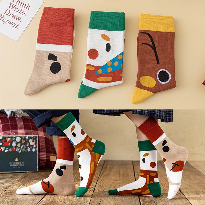 Anysox 3 Pairs One Size 4-5 Symbolic Holiday Socks Fashion Combed Cotton Gift Party Happy Funny Socks