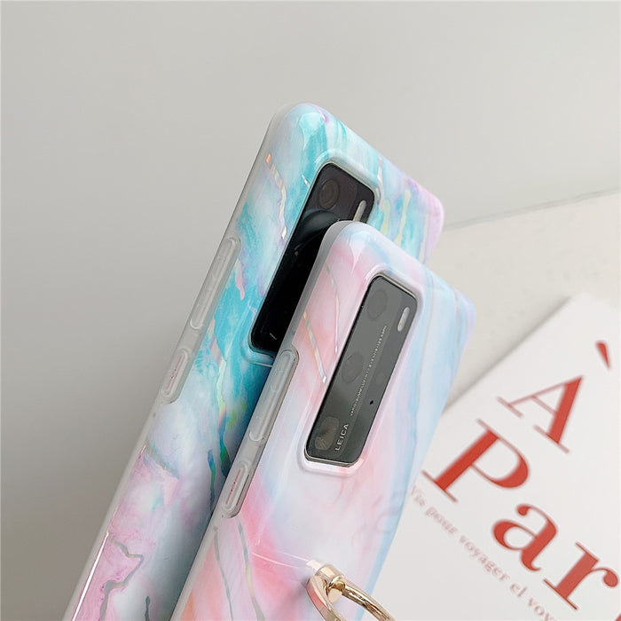 Anymob Samsung Violet And Pink Marble Finger Ring Phone Case Soft Silicon Cover