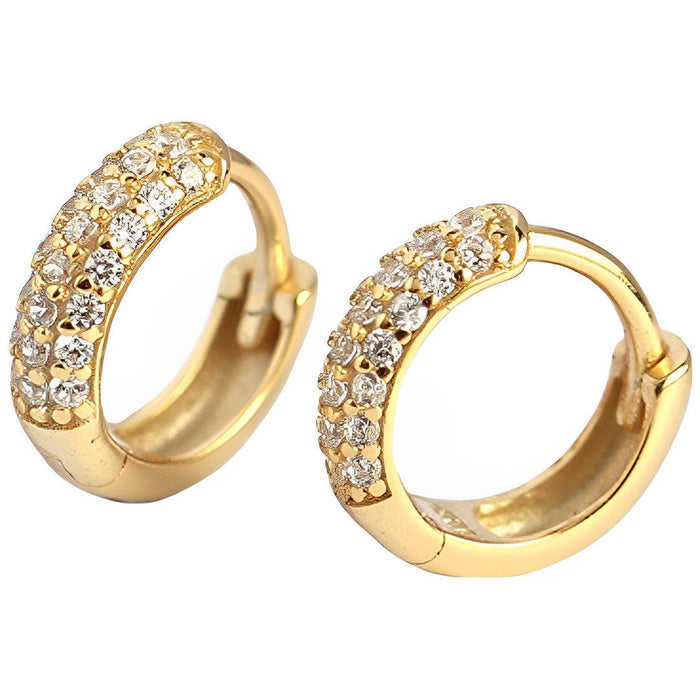 Anyco Earrings Luxury Zircon Punk Circle Hoop Bohemian Piercing Ear Buckle For Women Accessories  8MM Gold