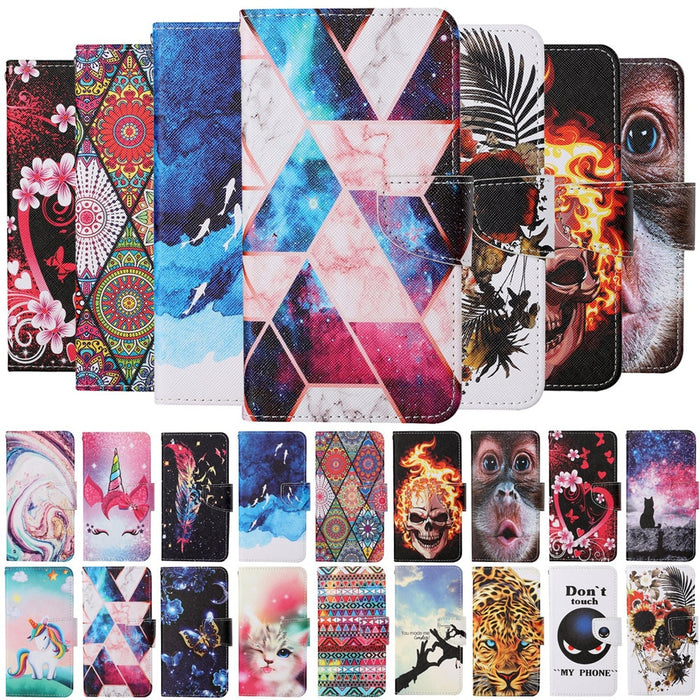 Anymob Samsung Candy Unicorn Pattern Phone Case Magnetic Flip Leather Wallet Painted Cover