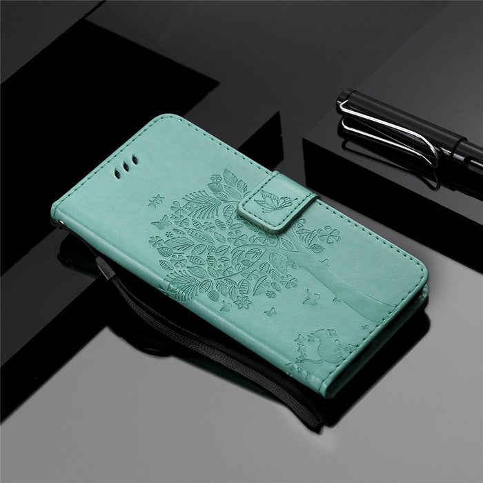 Anymob iPhone Flip Leather Cases Cat Embossing Wallet Phone Cover