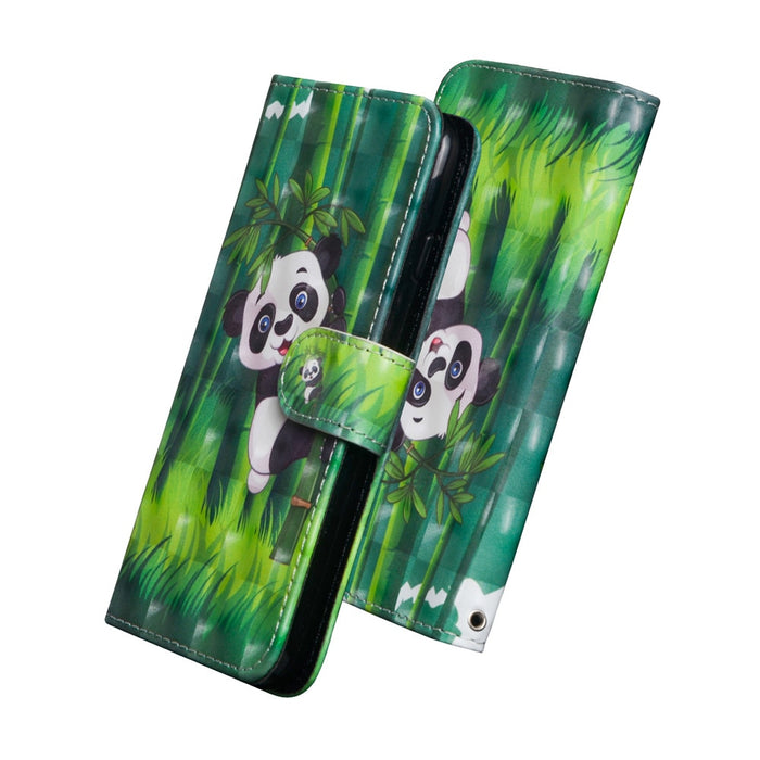 Anymob iPhone Case Yellow and Pink Flip Leather 3D Panda Painted Wallet Back Cover