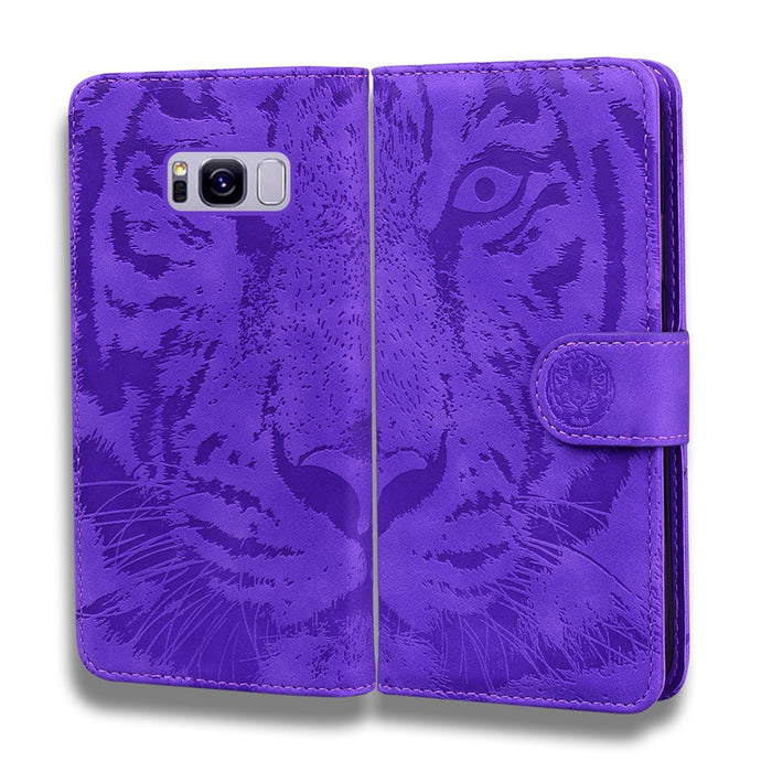 Anymob Samsung Case Pink 3D Tiger Embossing Magnetic Flip Leather Card Slot Wallet Book Style Cover