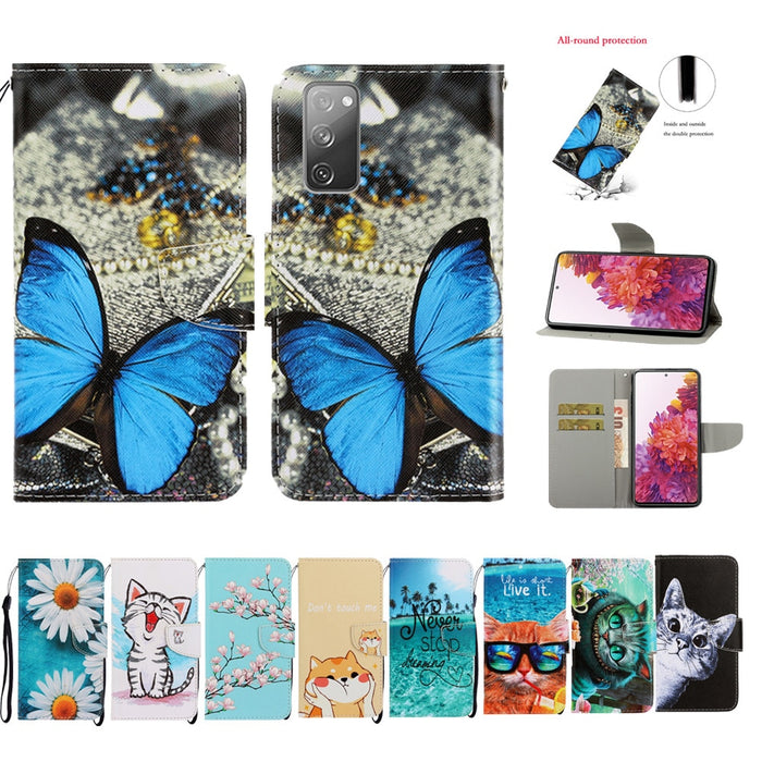 Anymob Samsung Butterfly Flock Magnetic Flip Wallet Case Painted Leather Phone Cover