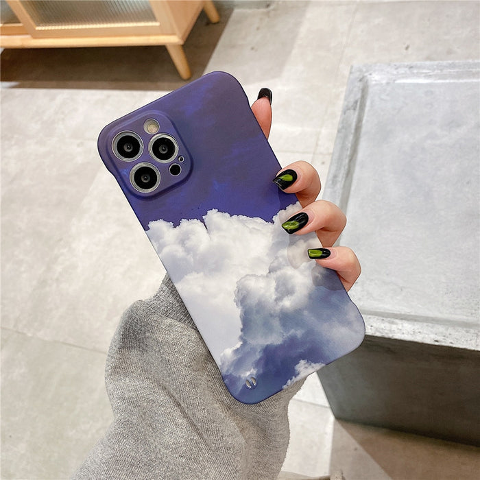 Anymob iPhone Case Blue and White Ink Painting Mountain Peak Liquid Texture Plastic Cover Rimless