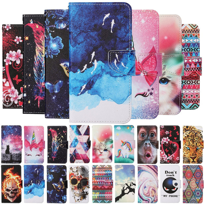 Anymob Samsung Jaguar Pattern Phone Case Magnetic Flip Leather Wallet Painted Cover