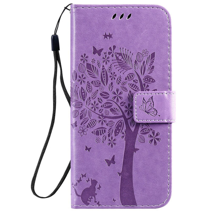 Anymob Huawei Phone Case Sky Blue Tree Print Flip Leather Wallet Phone Cover