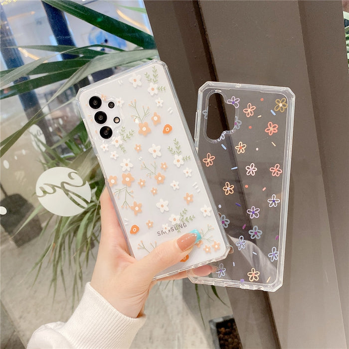 Anymob Samsung White Roses Flowers Soft Silicone Phone Case Transparent Cover