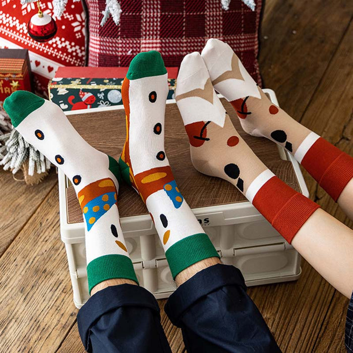 Anysox 3 Pairs One Size 4-5 Joyful Holiday Socks Fashion Combed Cotton Gift Party Happy Funny Socks