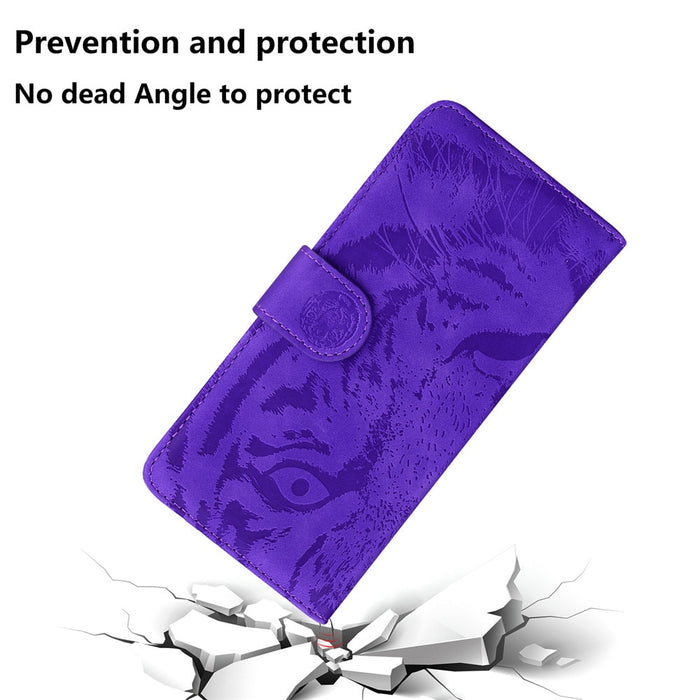 Anymob Samsung Case Pink 3D Tiger Embossing Magnetic Flip Leather Card Slot Wallet Book Style Cover