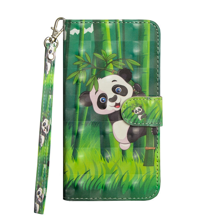 Anymob iPhone Case Yellow and Pink Flip Leather 3D Panda Painted Wallet Back Cover