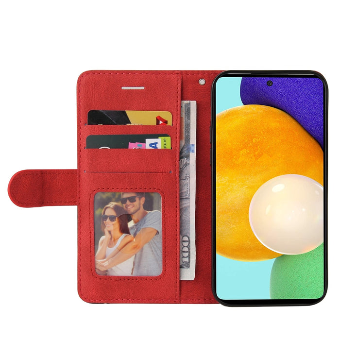Anymob Samsung Black And Red Leather Wallet Flip Case Protective Phone Cover