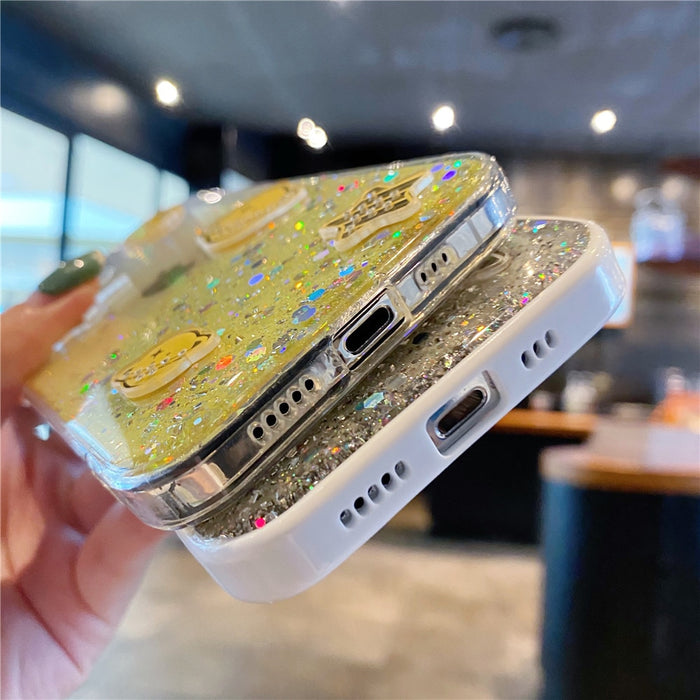 Anymob iPhone Case White Cartoon Planet Glitter Soft Silicon Cover