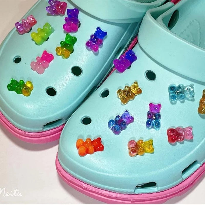 Anykidz 10pcs Pink Blue Bear Shoe Charm Jibbits Accessories Jeans Clogs Pendants Designer Ornament