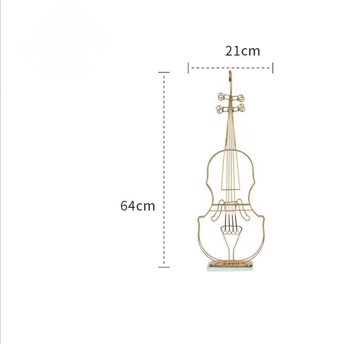 Anyhouz 64cm Violin Sculpture Instrument Tabletop Home Decor Modern Art Living Room Display House Decorative Crafts Metal Ornaments