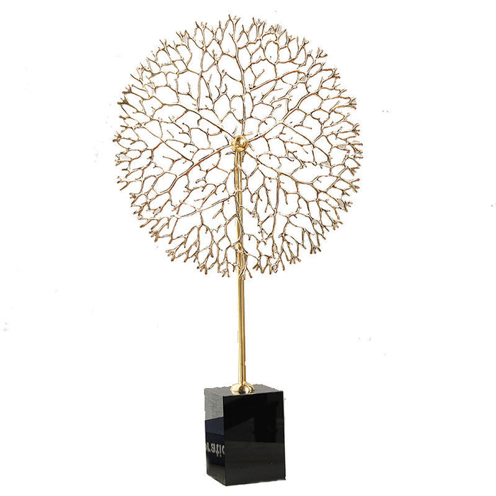 Anyhouz 33cm Luxury Metal Tree Tabletop Home Decor Modern Art Living Room Display House Decorative Crafts Metal Ornaments with Marble Base