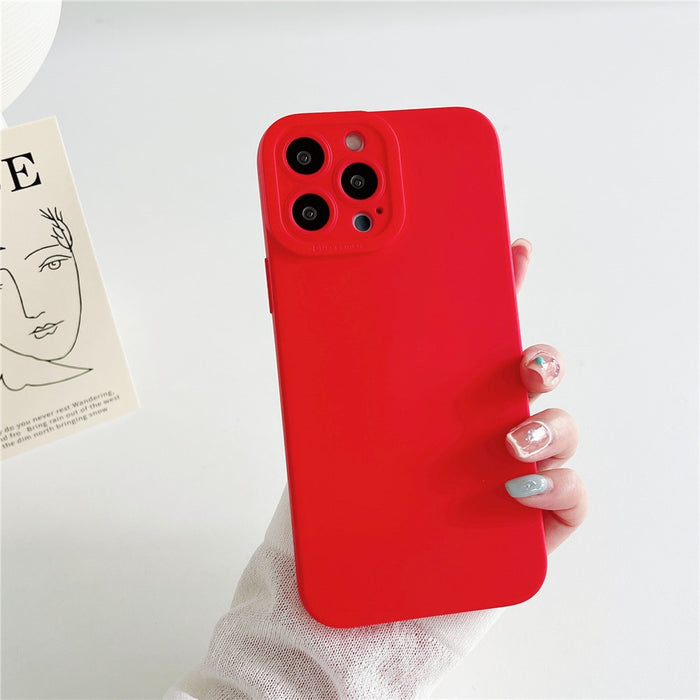 Anymob iPhone Case Red Luxury Soft Liquid Silicone Lens Protection Shockproof Bumper Back Cover