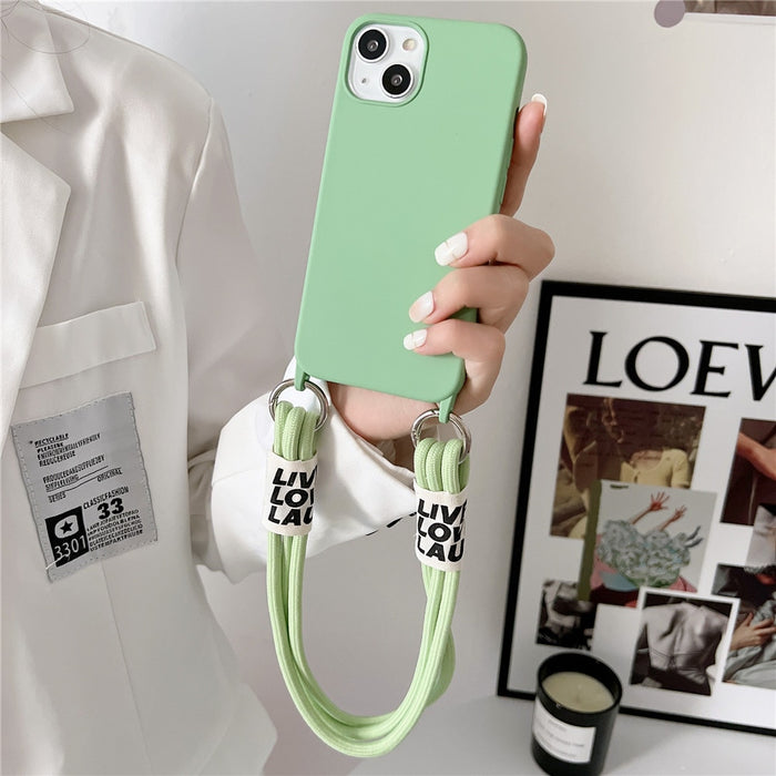 Anymob iPhone Case Light Green Simple Wrist Lanyard Strap Cord Lanyard Soft Silicone Cover