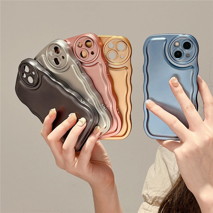 Anymob iPhone Case Blue Curly Wave Plating Air Cushion Soft Silicon Shockproof Cover