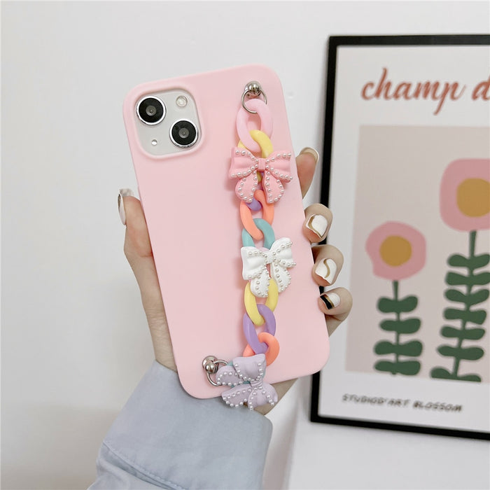 Anymob iPhone Pink Bracelet Phone Case Mini Colorful Chain Soft Silicon Cover