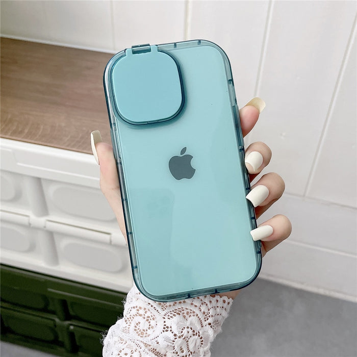 Anymob iPhone Sky Blue Foldable Mirror Lens Protection Phone Case Clear Soft Silicon Cover