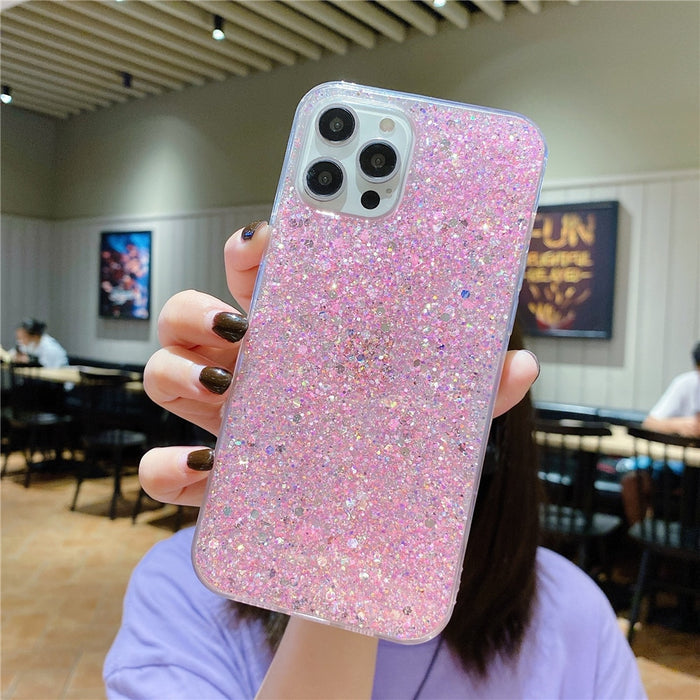 Anymob iPhone Case White Star Glitter Soft Shockproof Silicon Phone Cover Shell