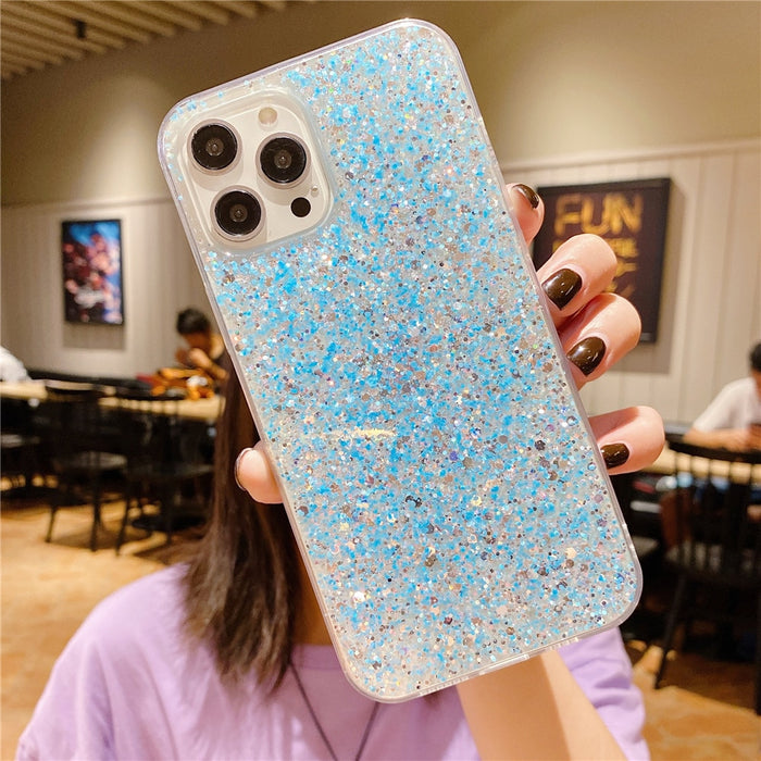 Anymob iPhone Case White Star Glitter Soft Shockproof Silicon Phone Cover Shell