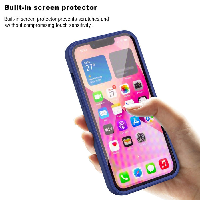 Anymob iPhone Blue Silicon Transparent Tempered Glass Shockproof Phone Case Soft Cover