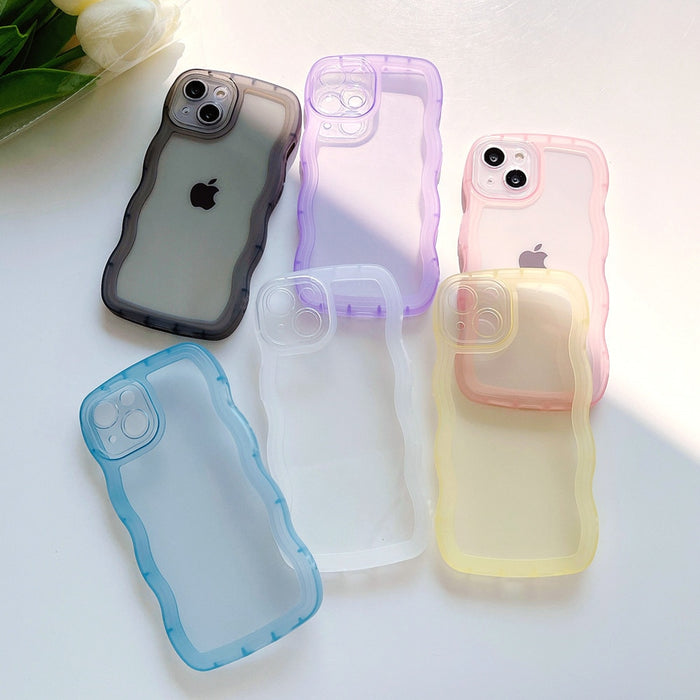 Anymob iPhone Case Pink Clear Art Wavy Silicon Soft Back Cover