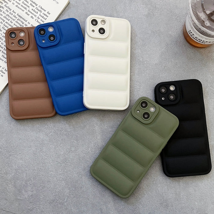 Anymob iPhone Case Black Fashion Down Jacket Soft Silicon Cover Camera Protection Shockproof Case