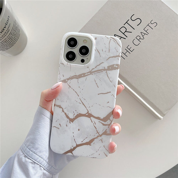Anymob iPhone Case Gold Classic Marble Soft Silicone Shockproof Cover