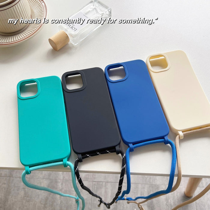 Anymob iPhone Case Ocean Blue Crossbody Necklace Strap Lanyard Cord Soft Silicone Cover