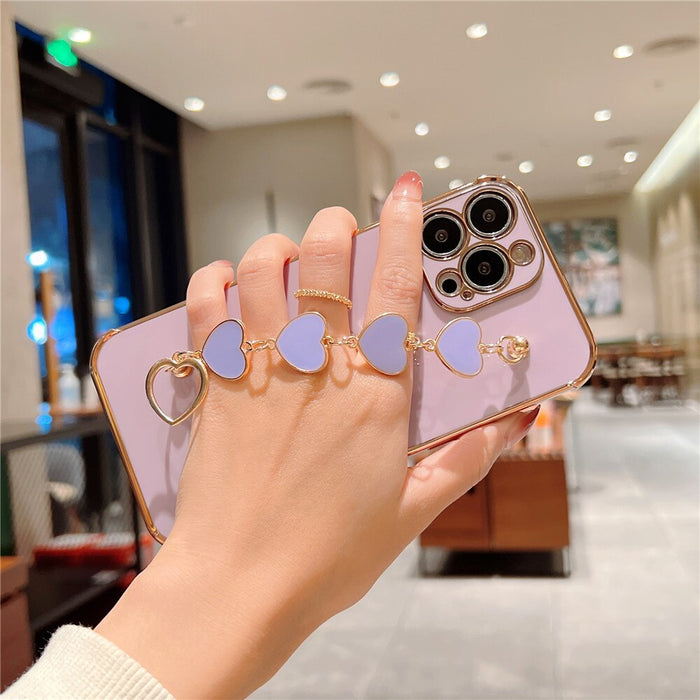 Anymob iPhone Violet Electroplated Bracelet Love Heart Phone Case Soft Back Cover