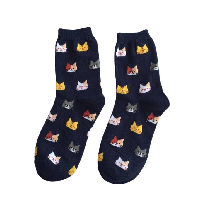 Anysox 5 Pairs One Size 5-9 Mix Colour Cartoon Animal Cute Cat Ankle Short Casual Girl With Thick Warm Cotton Socks for Holiday Gifts