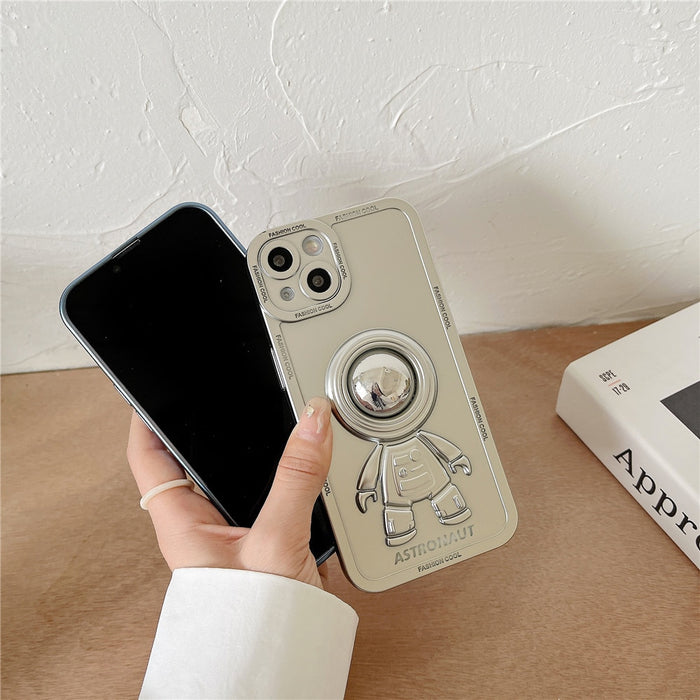 Anymob iPhone Case Black Chromed Astronaut Foldable Holder Phone Cover