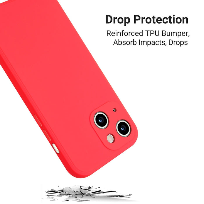 Anymob iPhone Red Silicon Transparent Tempered Glass Shockproof Phone Case Soft Cover