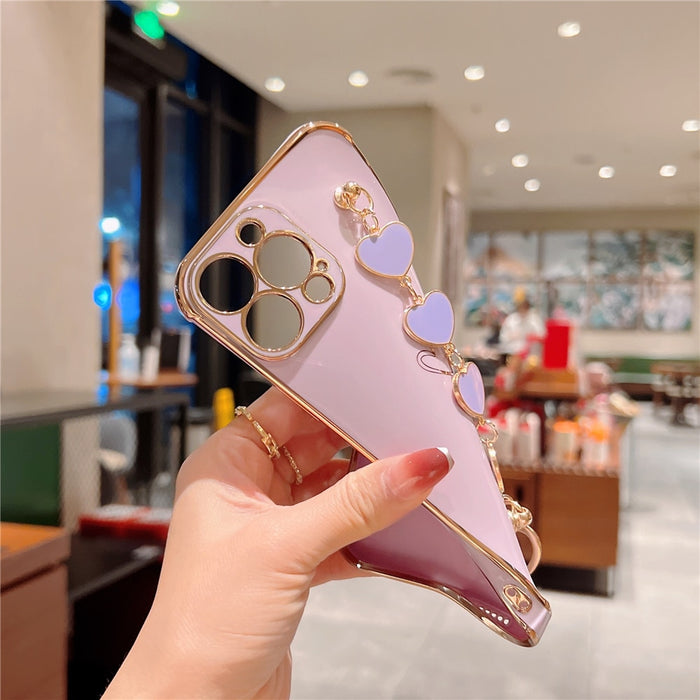 Anymob iPhone Violet Electroplated Bracelet Love Heart Phone Case Soft Back Cover