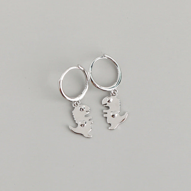 Anyco Earrings Sterling Silver Bohemian Creative Cute Punk Dinosaur Stud For Women Girl Perfect Fashion Stylish Accessories Jewelry Gifts