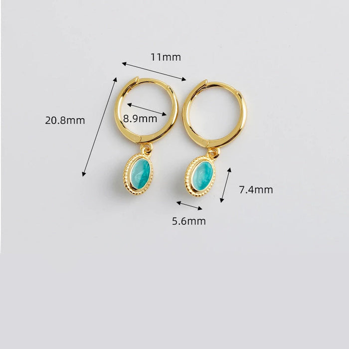 Anyco Earrings Gold Plated Luxury Chic Round Green Zircon Stud For Women Girl Teen Fashion Stylish Accessories Jewelry Gifts