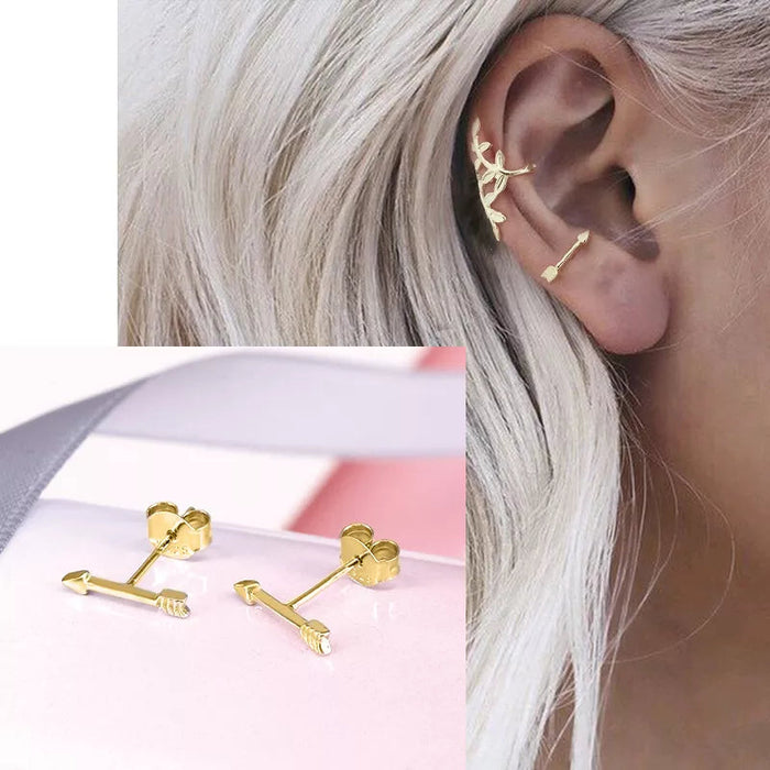 Anyco Earrings Gold Plated Romantic Sweeet Cupid Love Arrow Stud For Women Girl Teen Fashion Stylish Accessories Jewelry Gifts