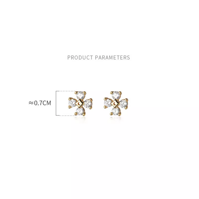 Anyco Fashion Earrings Silver 925 Sterling Silver Luxury Zircon Clover Flower Mini Small Stud for Women Simple Jewelry Accessories