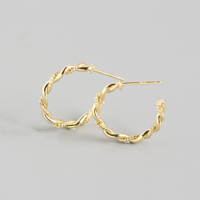 Anyco Earrings Gold Plated Bohemian Minimalist Endless Circle Twist Stud For Women Girl Teen Fashion Stylish Accessories Jewelry Gifts