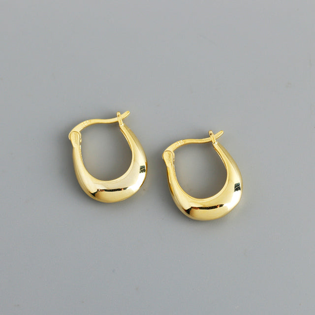 Anyco Earrings Gold Plated Punk Rock Minimalist Charming Unique Hoop Stud For Women Teen Fashion Stylish Accessories Jewelry Gifts