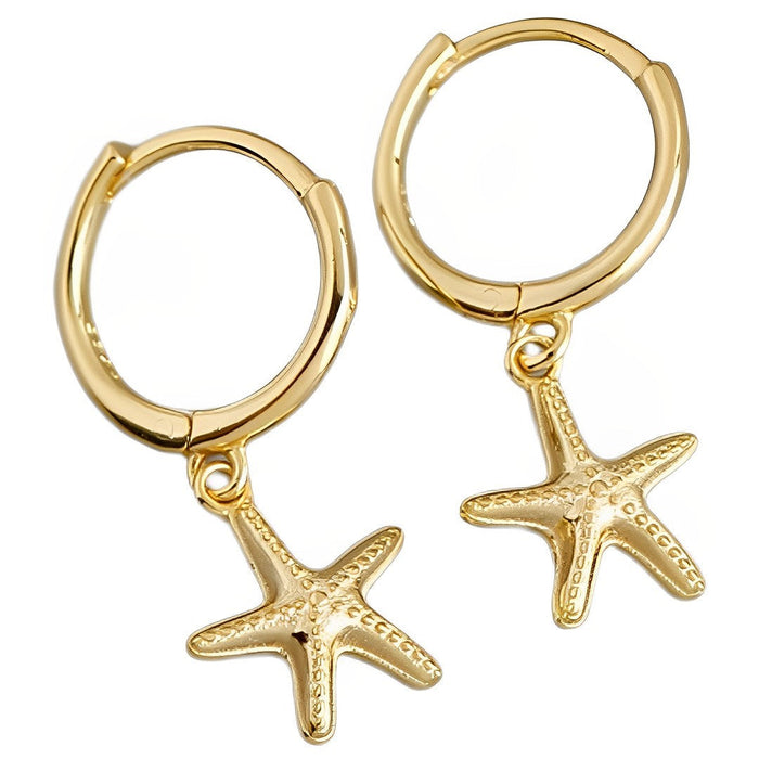 Anyco Earrings Gold Plated Simple Bohemian Summer Beach Ocean Starfish Stud For Women Girl Teen Chic Fashion Stylish Accessories Jewelry Gifts