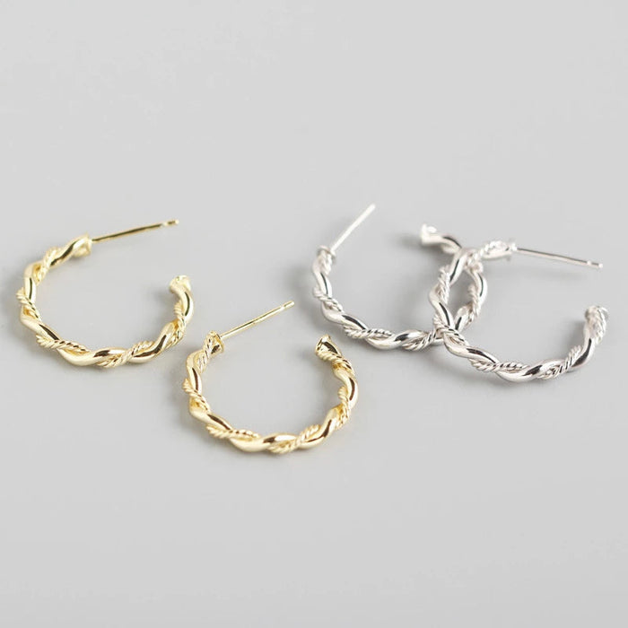 Anyco Earrings Gold Plated Bohemian Minimalist Endless Circle Twist Stud For Women Girl Teen Fashion Stylish Accessories Jewelry Gifts