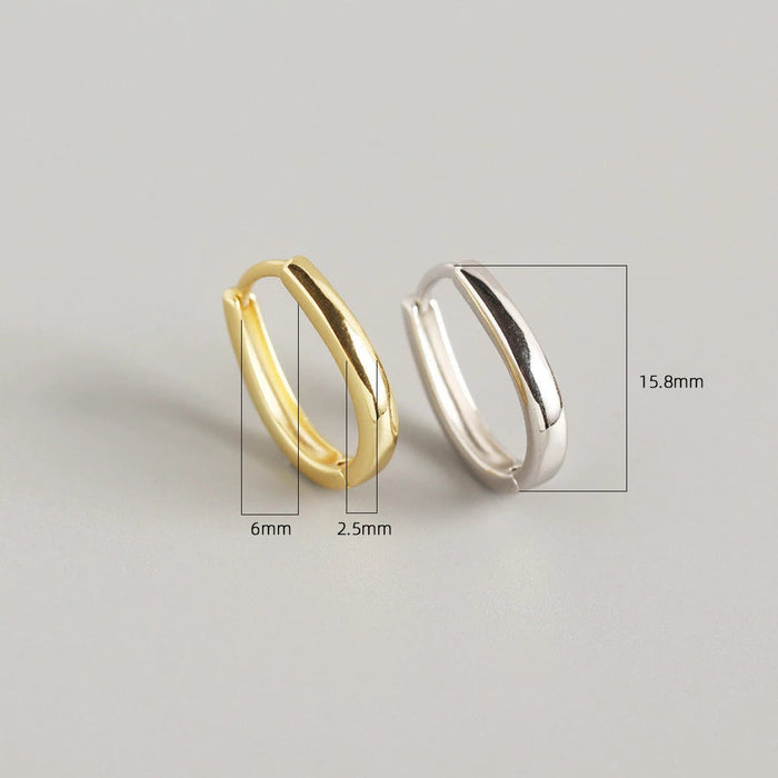 Anyco Earrings Gold Plated Bohemian Minimalist Geometric Thick Oval Hoop For Women Girl Teen Fashion Stylish Accessories Jewelry Gifts