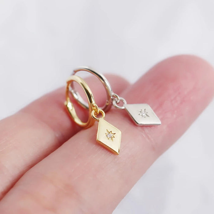 Anyco Earrings Gold Plated Simple Geometric Zircon Pendant Stud For Women Girl Teen Perfect Fashion Stylish Accessories Jewelry Gifts